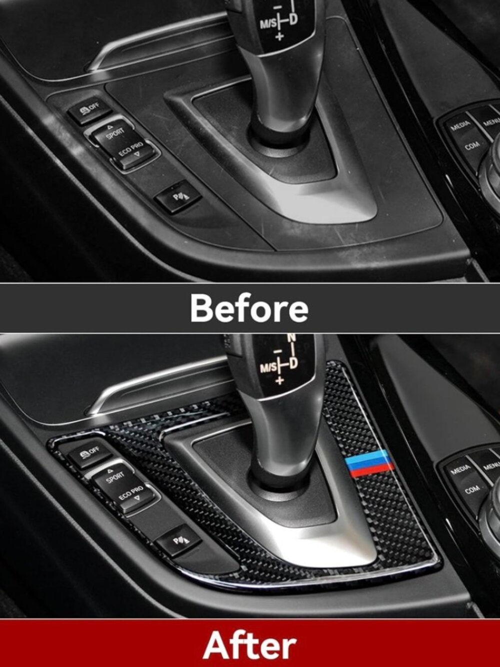 Car Gear Shift Panel Trim Carbon Fiber Decal Center Console Sticker fits for BMW - Picture 5 of 8
